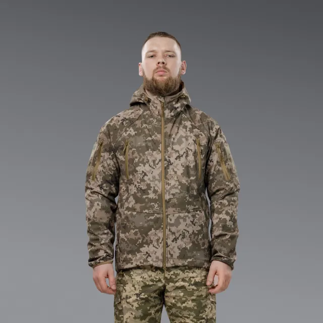 6 - Куртка тактична SoftShell APEX Flex. Осінь-Весна Піксель. Розмір M