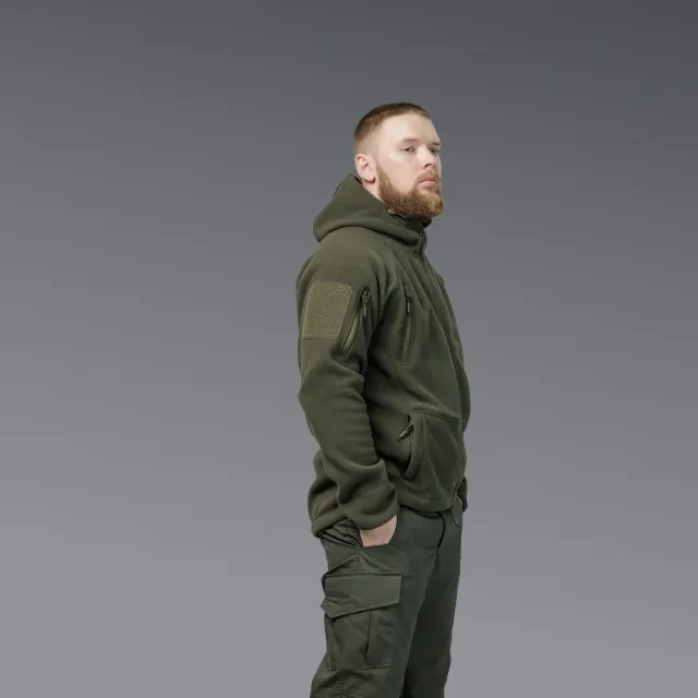 4 - Флісова тактична кофта з капюшоном. Олива. Polyester. Розмір S