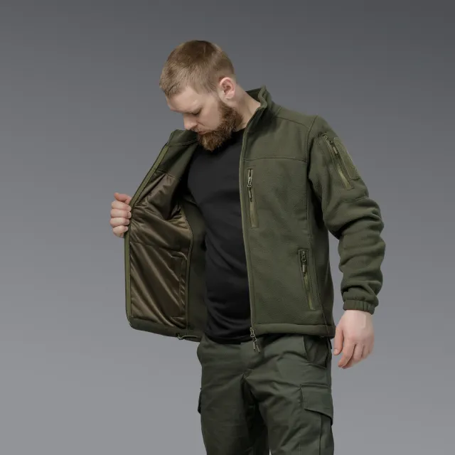 6 - Флісова тактична кофта на блискавці. Олива. Polyester. Розмір L