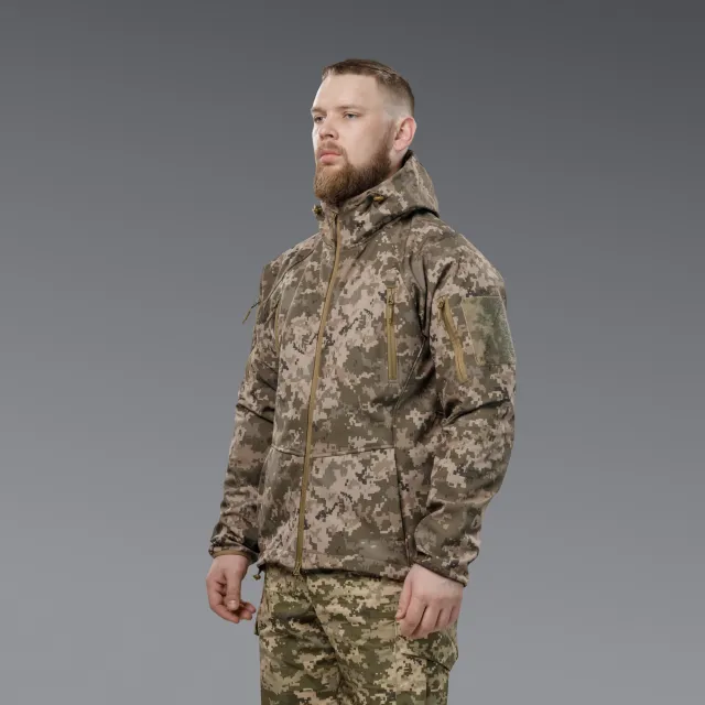 2 - Куртка тактична SoftShell APEX Flex. Осінь-Весна Піксель. Розмір M