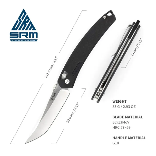 7 - Ніж складний SRM 9211, чорний
