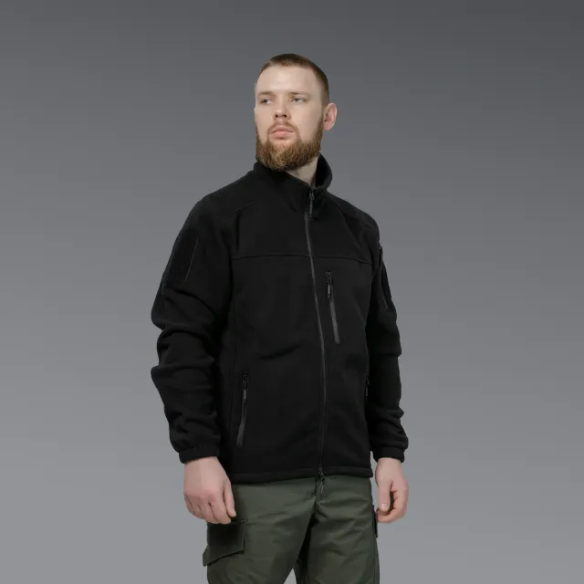 5 - Флісова тактична кофта на блискавці. Чорна. Polyester. Розмір XL