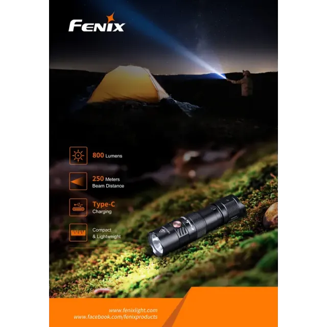 5 - Ліхтар ручний Fenix PD25R. Чорний