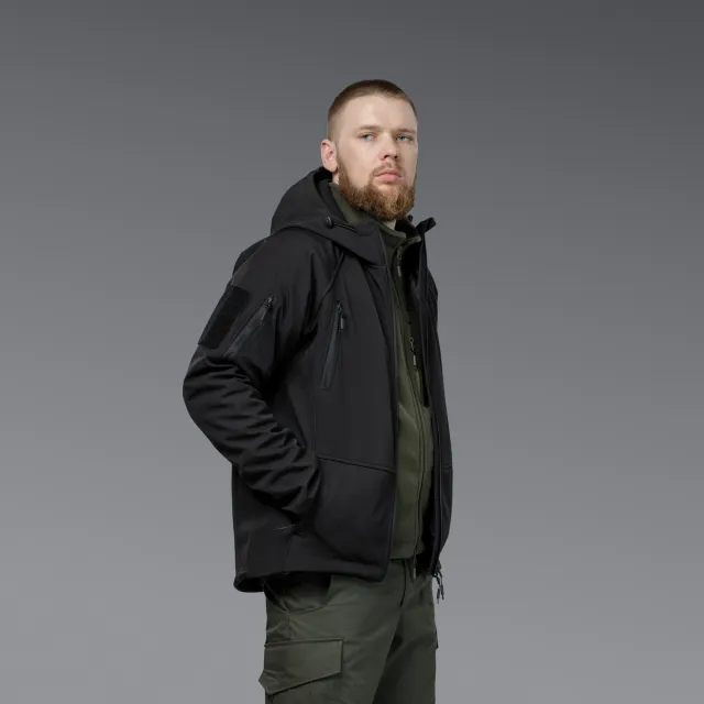 5 - Куртка тактична SoftShell APEX Flex. Осінь-Весна Чорний. Розмір S