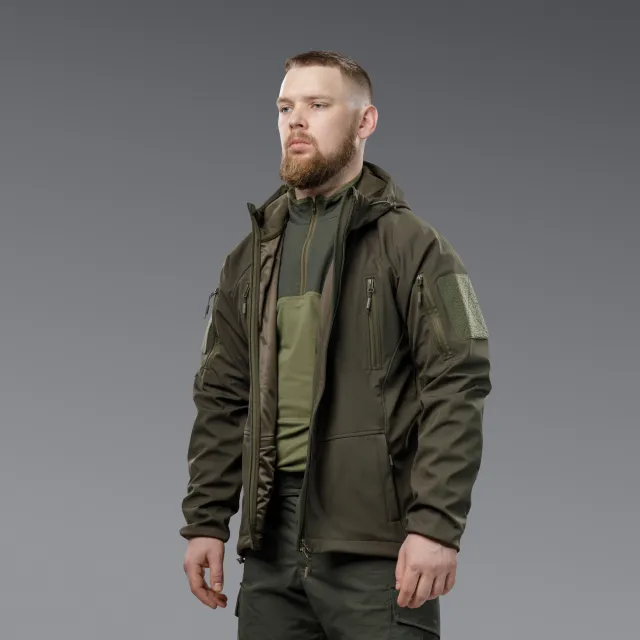 4 - Куртка тактична SoftShell APEX Flex. Осінь-Весна Олива. Розмір S