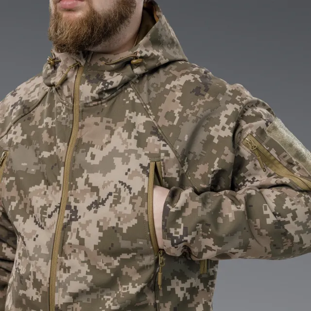 11 - Куртка тактична SoftShell APEX Flex. Осінь-Весна Піксель. Розмір M