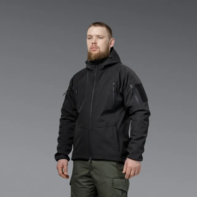 2 - Куртка тактична SoftShell APEX Flex. Осінь-Весна Чорний. Розмір S