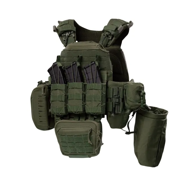 1 - Плитоноска TUR PRO Gen 2, (Комплект 7 підсумків) з системою швидкого скидання. Molle. Колір Олива. Розмір M.
