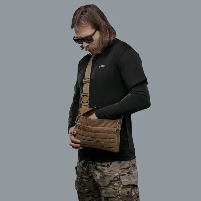 3 - Плечова однолямкова сумка. Збільшена. Cordura 1000D Койот