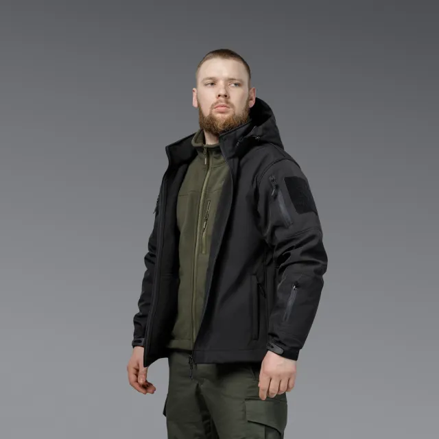 4 - Куртка тактична SoftShell APEX Shield Storm. Осінь-Весна Чорний. Розмір XL