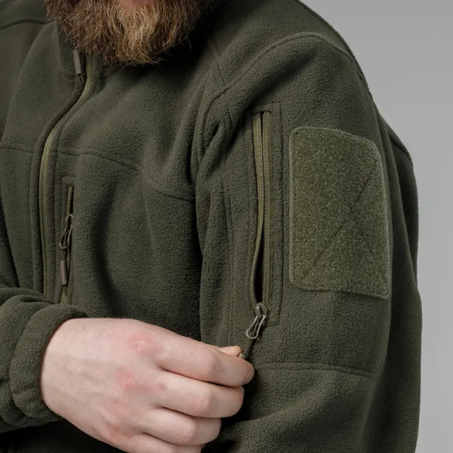 10 - Флісова тактична кофта на блискавці. Олива. Polyester. Розмір L