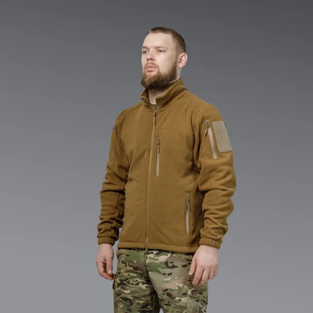 2 - Флісова тактична кофта на блискавці. Койот. Polyester. Розмір XL