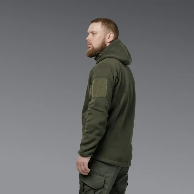 10 - Флісова тактична кофта з капюшоном. Олива. Polyester. Розмір S