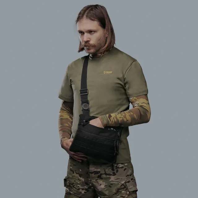 3 - Плечова однолямкова сумка. Збільшена. Cordura 1000D Чорна