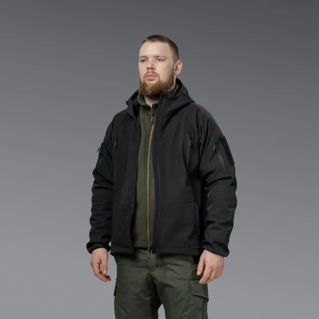 4 - Куртка тактична SoftShell APEX Flex. Осінь-Весна Чорний. Розмір S