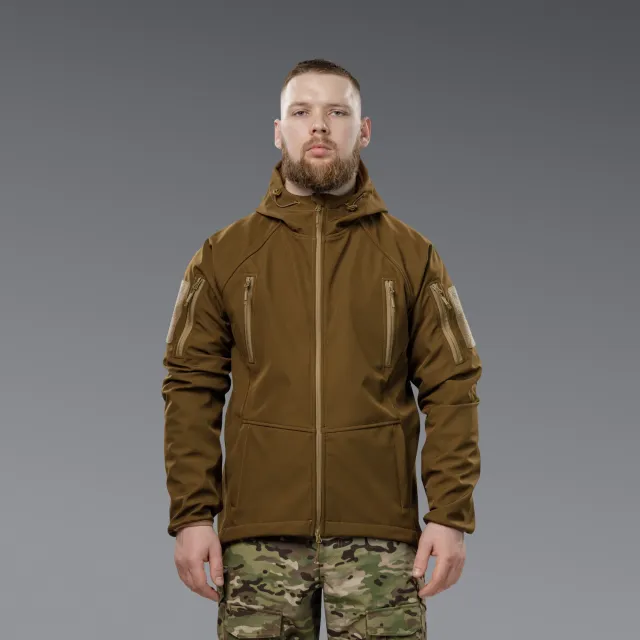 7 - Куртка тактична SoftShell APEX Flex. Осінь-Весна Койот. Розмір S