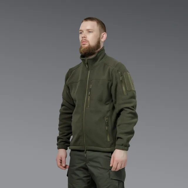 2 - Флісова тактична кофта на блискавці. Олива. Polyester. Розмір L