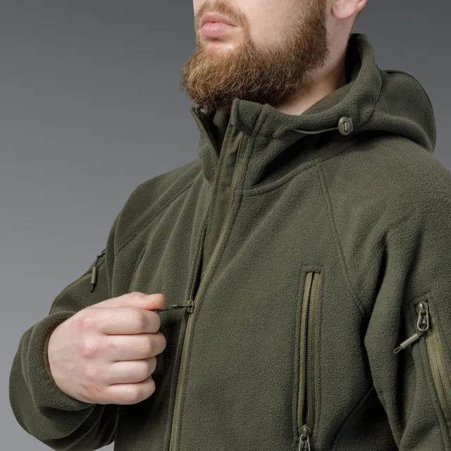 13 - Флісова тактична кофта з капюшоном. Олива. Polyester. Розмір S