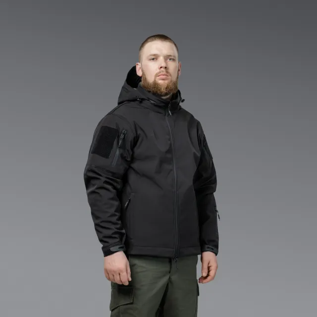 8 - Куртка тактична SoftShell APEX Shield Storm. Осінь-Весна Чорний. Розмір XL