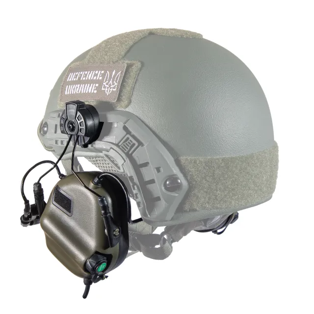6 - Активні тактичні навушники з мікрофоном Earmor M32H MOD3 Helmet Version Олива