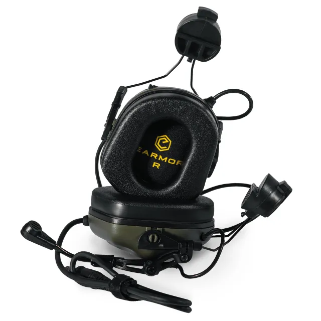 2 - Активні тактичні навушники з мікрофоном Earmor M32H MOD3 Helmet Version Олива