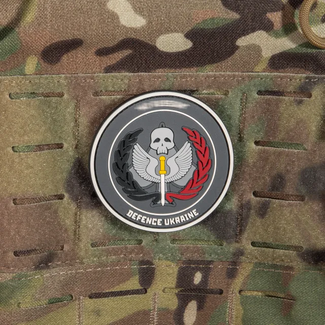 3 - ПВХ Патч (шеврон) “TASK FORCE 141” DEFENCE UKRAINE. Сірий