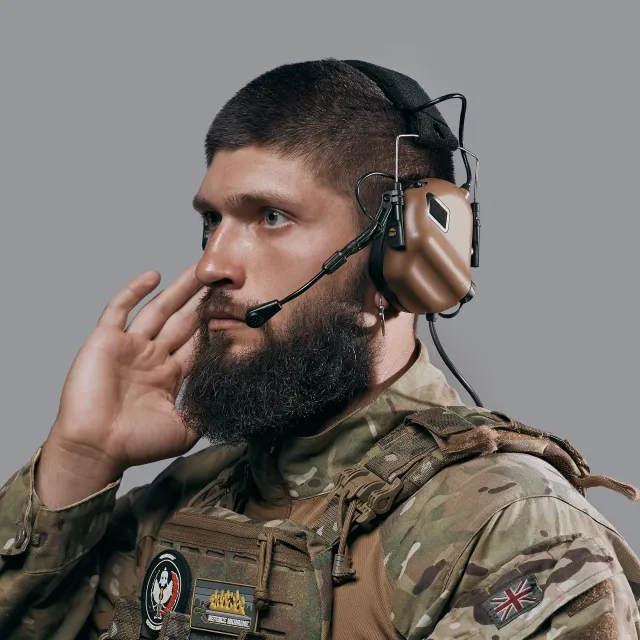 3 - Активні тактичні навушники з мікрофоном Earmor M32 Plus MOD3 Helmet Version Койот