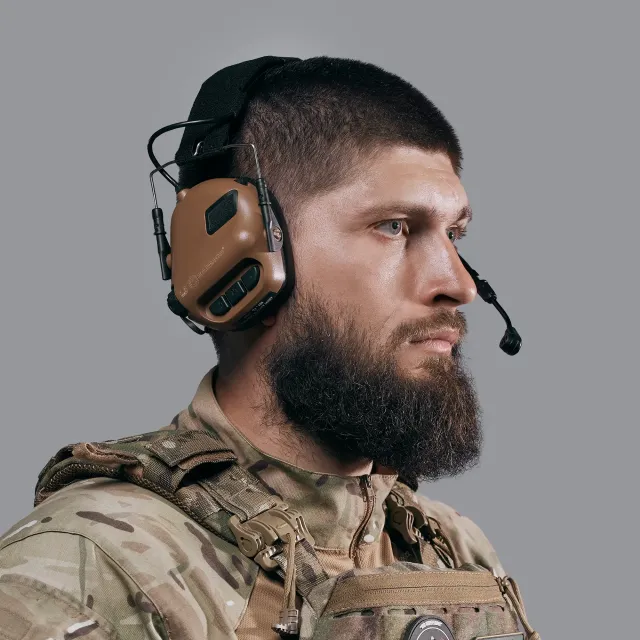 5 - Активні тактичні навушники з мікрофоном Earmor M32 Plus MOD3 Helmet Version Койот