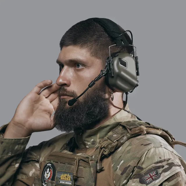 3 - Активні тактичні навушники з мікрофоном Earmor M32 Plus MOD3 Helmet Version Олива