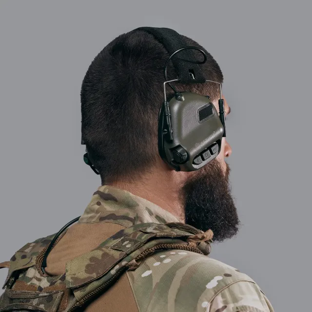 6 - Активні тактичні навушники з мікрофоном Earmor M32 Plus MOD3 Helmet Version Олива