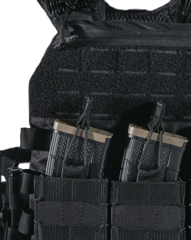 13 - Плитоноска TUR PRO Скелетон, 3 підсумки для AK/AR з системою швидкого скидання. Molle. Колір Чорний.
