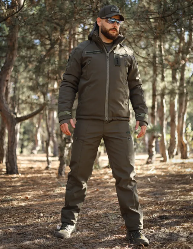 8 - Куртка тактична Softshell ХАНТЕР. Осінь-Весна Олива. Розмір S (40-42)