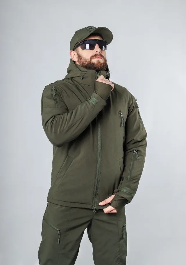 2 - Куртка тактична Softshell ХАНТЕР. Осінь-Весна Олива. Розмір L (48-50)