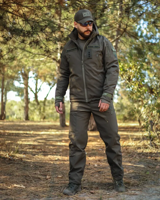 13 - Куртка тактична Softshell ХАНТЕР. Осінь-Весна Олива. Розмір XXL (56-58)